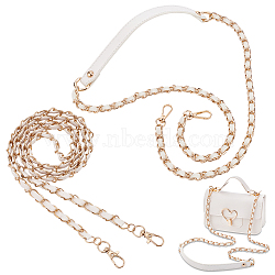 WADORN 2Pcs 2 Styles Purse Chains, PU Imitation Leather Bag Straps, with Alloy Chain & Swivel Clasp, White, 113~122x0.8~1.9x0.3~0.6cm, 1pc/style(DIY-WR0003-26A)