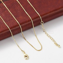 Brass Box Chain Necklaces for Women, With 304 Stainless Steel Lobster Clasp, Rack Plating, Lead Free & Cadmium Free, Long-Lasting Plated, Real 18K Gold Plated, 17.52x0.04 inch(44.5x0.1cm)(NJEW-D302-42G)