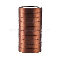 Single Face Satin Ribbon, Polyester Ribbon, Brown, Size: about 5/8 inch(16mm) wide, 25yards/roll(22.86m/roll), 250yards/group(228.6m/group), 10rolls/group(SRIB-Y032)