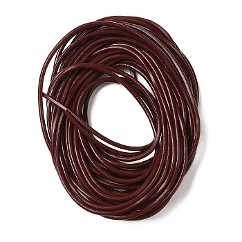 Cowhide Leather Cord, Leather Jewelry Cord, Jewelry DIY Making Material, Round, Dyed, Dark Red, 2mm