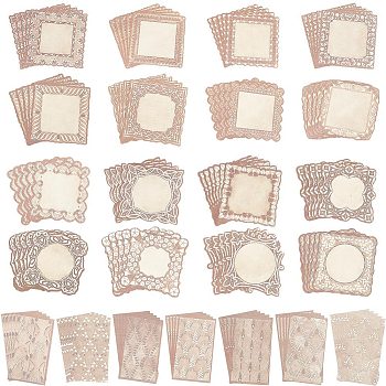 3 Sets 3 Styles Lace Theme Scrapbook Paper Pad, for DIY Album Scrapbook, Greeting Card, Background Paper, Magazine, Mixed Shapes, Misty Rose, 83~120x70~90x0.1mm, 1 set/style