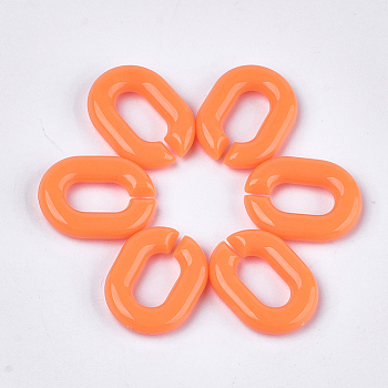 Acrylic Linking Rings, Quick Link Connectors, For Jewelry Chains Making, Oval, Dark Orange, 19x14x4.5mm, Hole: 11x5.5mm, about 680pcs/500g