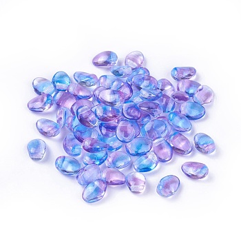 Czech Glass Beads, Tulip Petal/Lily Petal, Sky Blue, 8.5x6x4mm, Hole: 1mm, about 380pcs/bag, 95~100g/bag