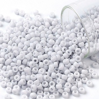 TOHO Round Seed Beads, Japanese Seed Beads, (767) Opaque Pastel Frost Light Gray, 8/0, 3mm, Hole: 1mm, about 222pcs/10g