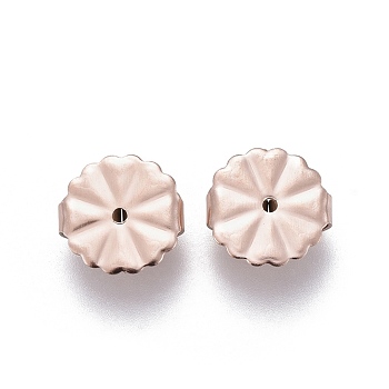 Ion Plating(IP) 304 Stainless Steel Ear Nuts, Butterfly Earring Backs for Post Earrings, Flower, Rose Gold, 10.5x4.5mm, Hole: 1.2mm