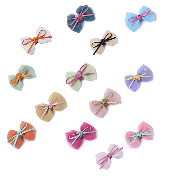 Handmade Woven Costume Accessories, Bowknot & Hair Bows, Mixed Color, 35~40x44.5~48x12~14mm