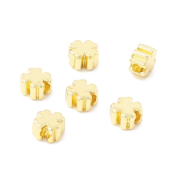 Brass Beads, Long-Lasting Plated, Clover, Real 18K Gold Plated, 5x5x3mm, Hole: 1.6mm