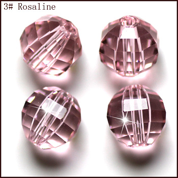 Imitation Austrian Crystal Beads, Grade AAA, Faceted, Round, Pink, 8mm, Hole: 0.9~1mm