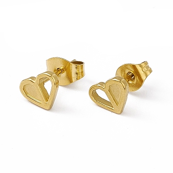 Vacuum Plating 304 Stainless Steel Tiny Heart Stud Earrings for Women, Golden, 5.5x7mm, Pin: 0.8mm