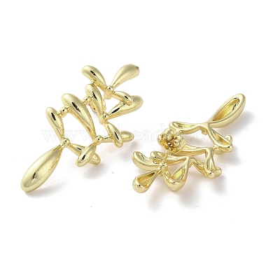 Boucles d'oreilles en forme de fleur en laiton plaqué en rack(EJEW-M237-07G)-2