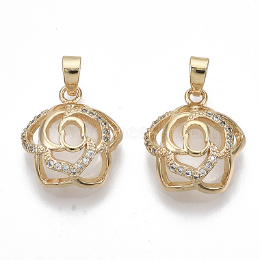 Real 18K Gold Plated Creamy White Flower Chalcedony Pendants
