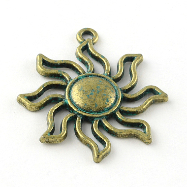 Antique Bronze & Green Patina Sun Alloy Pendants