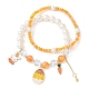 2pcs 2 ensemble de bracelets extensibles en perles de verre et de perles sur le thème de Pâques(BJEW-TA00303-02)-1
