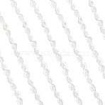 Polyester Lace Ribbon, with Plastic Pearl, White, 3/8~1/2 inch(11~13mm)(OCOR-WH20001-83A)