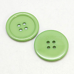 Resin Buttons, Dyed, Flat Round, Light Green, 25x3mm, Hole: 2mm, 98pcs/bag(RESI-D030-25mm-08)