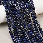 Natural Sodalite Beads Strands, Round, Faceted, Grade AA, 6~6.5mm, Hole: 0.9mm, about 64pcs/strand, 15.35''(39cm)(G-B175-D09-6mm)