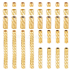 67Pcs 6 Styles 925 Sterling Silver Tube Beads, Textured Tube, Golden, 1.5~15x1~2mm, Hole: 0.9~1.2mm(STER-PH0003-49G)