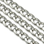 Tarnish Resistant 304 Stainess Steel Cuban Link Chains, Curb Chains, Stainless Steel Color, 13x9x2.5mm(STAS-M032-44P-2.5mm)