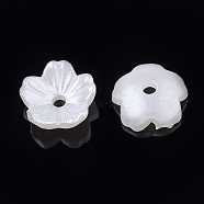 5-Petal ABS Plastic Imitation Pearl Bead Caps, Flower, Creamy White, 8x8x3mm, Hole: 1.5mm(OACR-S020-24)