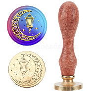 Wax Seal Stamp Set, Sealing Wax Stamp Solid Brass Head,  Wood Handle Retro Brass Stamp Kit Removable, for Envelopes Invitations, Gift Card, Moon Pattern, 83x22mm(AJEW-WH0208-803)