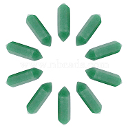 10Pcs Faceted Natural Green Aventurine Beads, Healing Stones, Reiki Energy Balancing Meditation Therapy Wand, Double Terminated Point, for Wire Wrapped Pendants Making, No Hole/Undrilled, 30x9x9mm(G-SC0001-62)