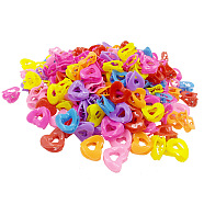 Kids Hair Accessories, Plastic Claw Hair Clips, Heart, Mixed Color, 20x20mm, about 100pcs/bag(OHAR-S197-007C)