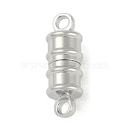 Rack Plating Brass Magnetic Clasps, with Loops, Cadmium Free & Lead Free, Long-Lasting Plated, Column, Platinum, 17x5.5x5.5mm, Hole: 2mm(KK-Z070-18P)