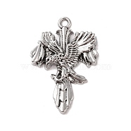 Tibetan style Alloy Pendants, Eagle with Sword Charm, Antique Silver, 47.5x32.5x5mm, Hole: 3mm(FIND-M021-14AS)