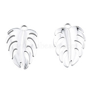 201 Stainless Steel Pendants, Monstera Leaf, Stainless Steel Color, 26.5x18x2mm, Hole: 2.5mm(STAS-N098-252P)
