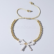 Elegant Butterfly Bow Girl Style Bracelet Gold-plated Copper Beads Pearl-like(NQ2566-1)