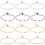 12Pcs 4 Colors Rack Plating Adjustable Brass Slider Bracelet Making, with Cubic Zirconia, Long-Lasting Plated, Lead Free & Cadmium Free, Fit for Connector Charms, Mixed Color, Single Chain Length: 12.5cm, Hole: 1mm, 3pcs/color(KK-SP0001-81)