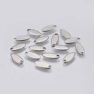 201 Stainless Steel Charms, Stamping Blank Tag, Oval, Stainless Steel Color, 12x5x1mm, Hole: 1mm(STAS-F139-004P)