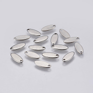 Tarnish Resistant 201 Stainless Steel Charms, Stamping Blank Tag, Oval, Stainless Steel Color, 12x5x1mm, Hole: 1mm(STAS-F139-004P)