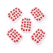 Acrylic Pendants, with Heart, Trapezoid, Red, 39.5x29x2.5mm, Hole: 1.6mm(KY-M003-13)
