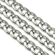 304 Stainess Steel Cuban Link Chains, Curb Chains, Stainless Steel Color, 13x9x2.5mm(STAS-M032-44P-2.5mm)