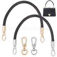 WADORN 2Pcs 2 Colors Braided Imitation Leather Mobile Straps, Phone Wrist Strap Lanyard with 4Pcs Alloy Swivel Clasps, Platinum & Golden, 308mm(FIND-WR0010-34)