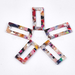 Cellulose Acetate(Resin) Pendants, Rectangle, Colorful, 37x17x2.5mm, Hole: 1.2mm(KY-T008-23E)