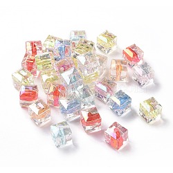 Transparent Acrylic Beads, Center Dyed, Cube, Mixed Color, 14x14x14mm, Hole: 2.5mm(OACR-P011-08J)