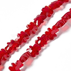 Transparent Electroplate Glass Beads Strands, Faceted, Bear, Red, 8.5x9.5x4mm, Hole: 1mm, about 80pcs/strand, 25.20 inch(64cm)(GLAA-C023-05)