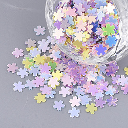 Ornament Accessories, PVC Plastic Paillette/Sequins Beads, No Hole/Undrilled Beads, Sakura Flower, Mixed Color, 4.5x5x0.4mm, about 1200pcs/bag(PVC-T005-013)