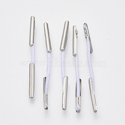 Elastic Barbed Cord, with Stainless Steel Findings, for Fixing Finger Ring, White, 40~43x1mm(FIND-Q086-D-02)