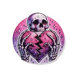 Halloween Theme Opaque Acrylic Pendants, Skull, 44x44.5x2.2mm, Hole: 1.8mm(SACR-Z006-04B)