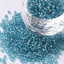 12/0 Glass Seed Beads, Silver Lined Round Hole, Round, Pale Turquoise, 2mm, Hole: 1mm, about 6666pcs/100g(X1-SEED-A005-2mm-23)