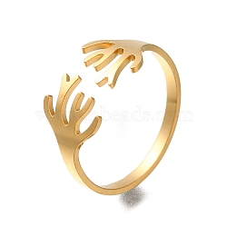 304 Stainless Steel Rings for Women, Coral, Real 18K Gold Plated, Inner Diameter: 18mm(RJEW-S241-02G)