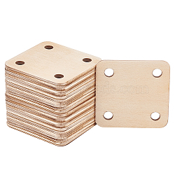 Wooden Knitting Crochet Board, 4-Hole, Square, Blanched Almond, 4.95x4.95x0.2cm, Hole: 6mm(WOOD-WH0034-29)