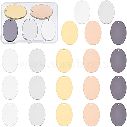 BENECREAT 30Pcs 5 Colors Brass Pendants, Stamping Blank Tag, Oval, Mixed Color, 27x18x1mm, Hole: 1mm(KK-BC0002-16)