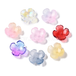 Baking Paint Glass Bead Caps, 4-Petal Flower, Mixed Color, 12x12x4.5mm, Hole: 1.4mm(GLAA-S202-04)