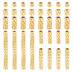 67Pcs 6 Styles 925 Sterling Silver Tube Beads, Textured Tube, Golden, 1.5~15x1~2mm, Hole: 0.9~1.2mm(STER-PH0003-49G)