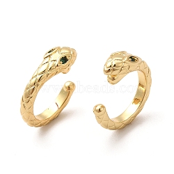 Rack Plating Brass Micro Pave Cubic Zirconia Cuff Earrings, Long-Lasting Plated Snake Jewelry for Women, Cadmium Free & Lead Free, Real 18K Gold Plated, 13x14x2.5~5mm(EJEW-P226-08G)