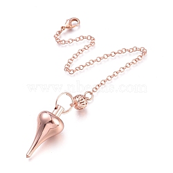 Brass Pointed Dowsing Pendulums, with Lobster Claw Clasps, Teardrop, Rose Gold, 223x2.5mm(KK-K239-03RG)